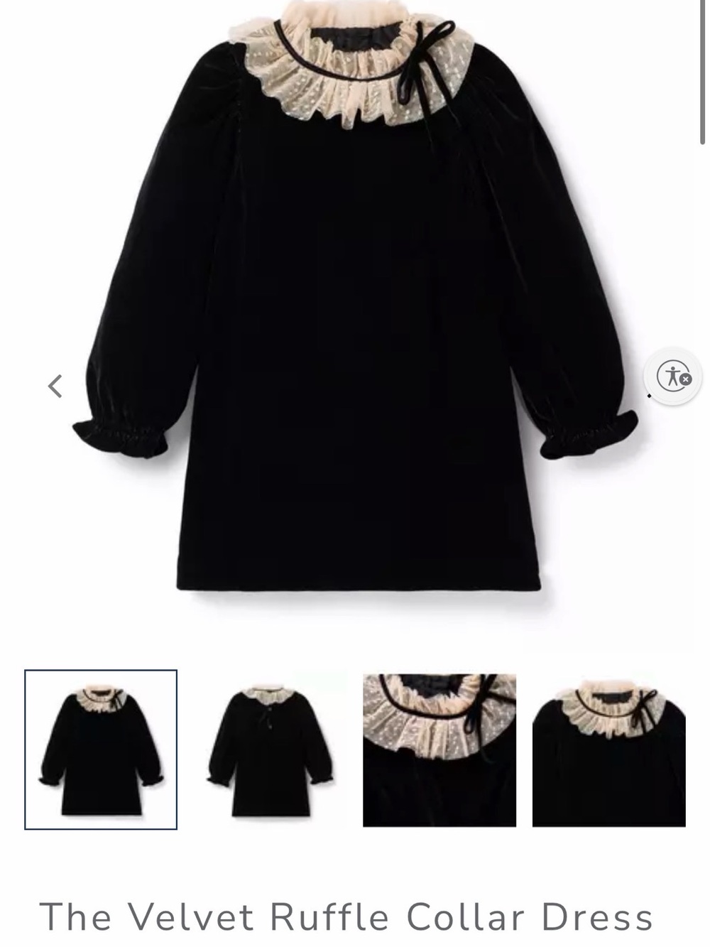 Janie and Jack Black Velvet Dress with Cream Lace Ruffle Collar